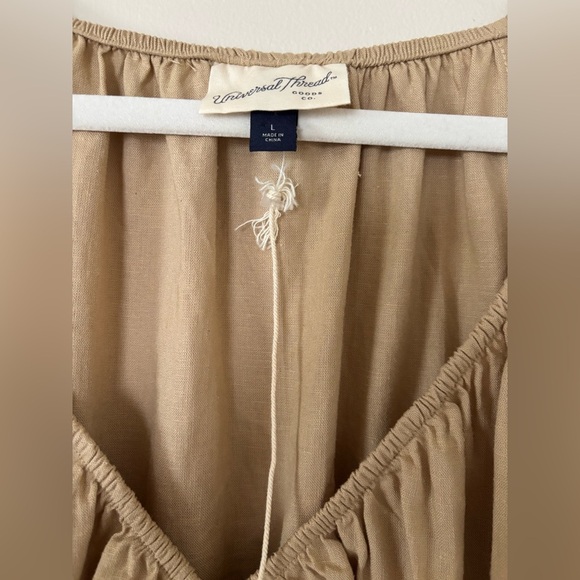 NWOT Universal Thread Tan Linen Blend Cottagecore Fit and Flare Midi Dress - Picture 10 of 10